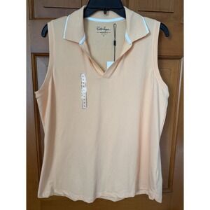 Women's Walter Hagen Performance 11 Sleeveless Polo Peach Fuzz Size XL NWT